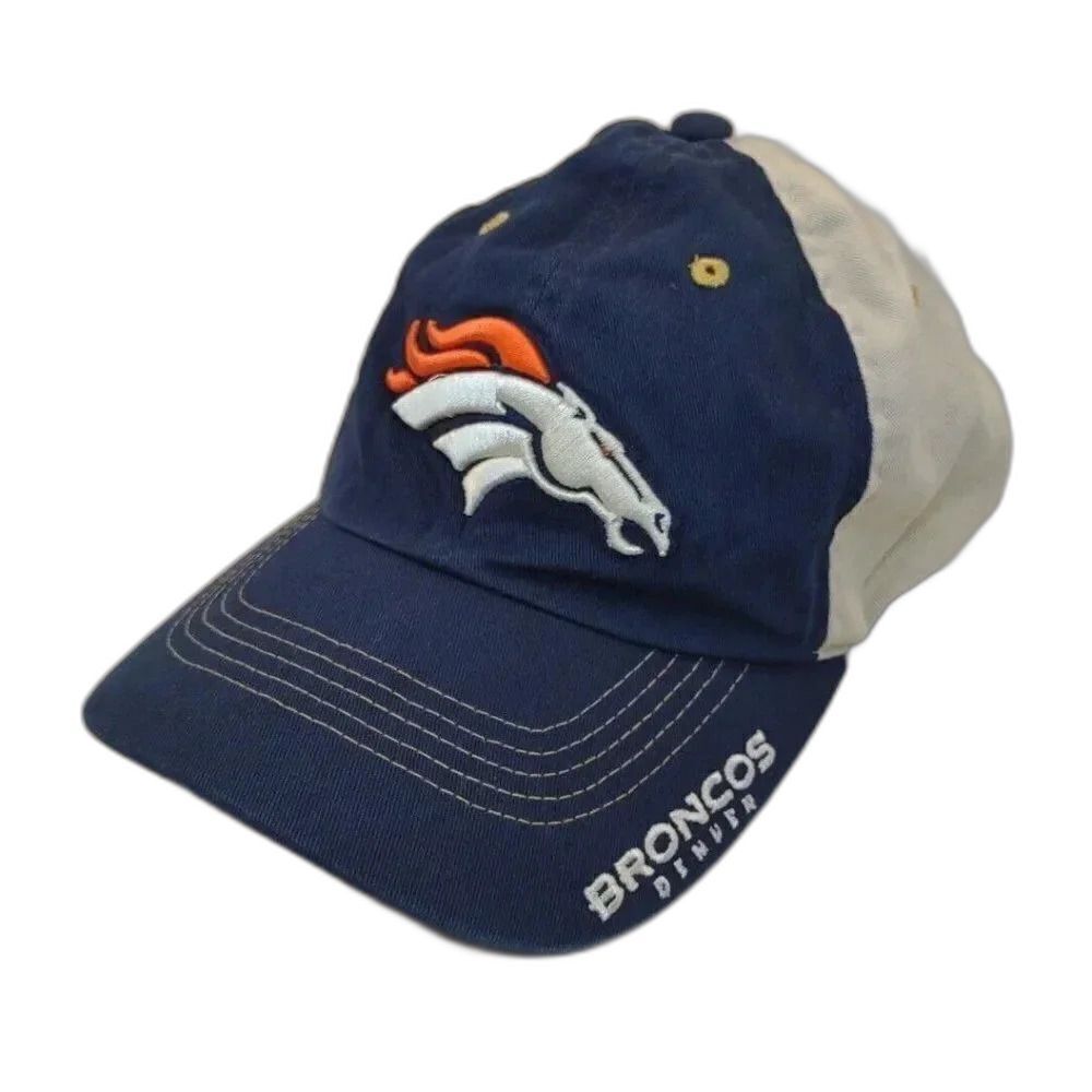Denver Broncos Hat Cap NFL Football Navy Beige Adjustable  Logo Embroide…